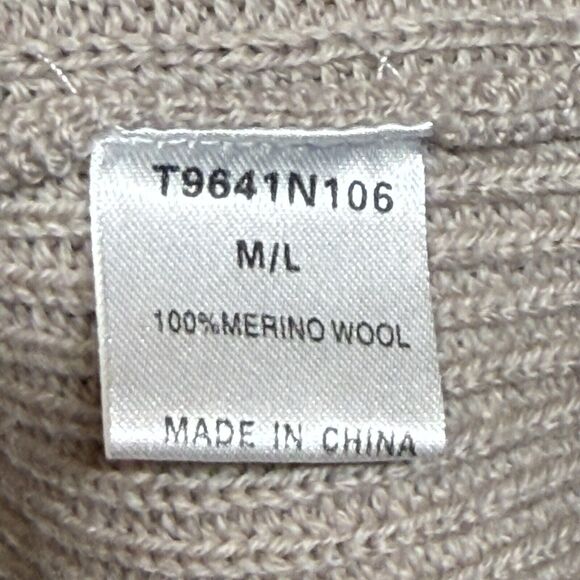 Tart Collections Beige 100% Merino Wool Open Cardigan Sweater M/L - Picture 3 of 7